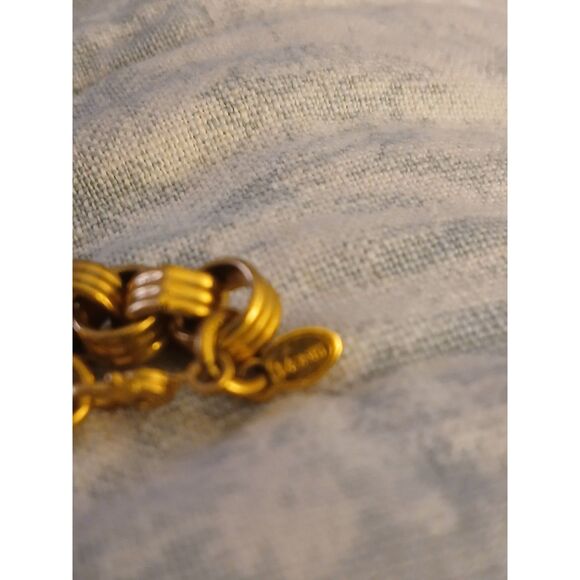 Vintage Monet Gold Tone Ribbed Barrel Link Chain Necklace 24" Classic Box Style - Picture 4 of 5